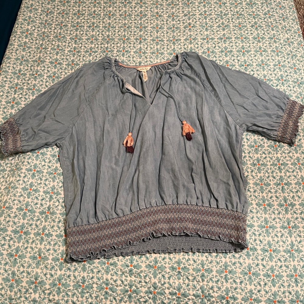 Matilda Jane Blue Tunic with Tassel Accents